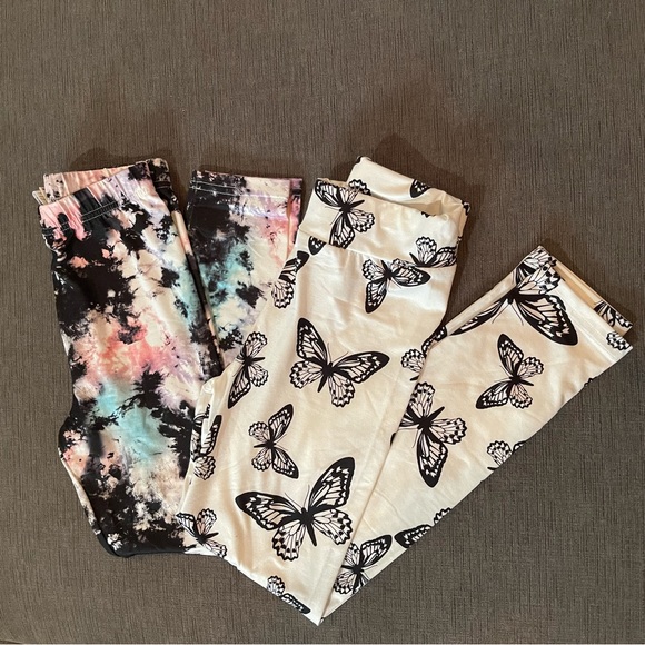 Girls Leggings 2-Pack – Size 8, Tie-Dye + Butterfly - Picture 1 of 8